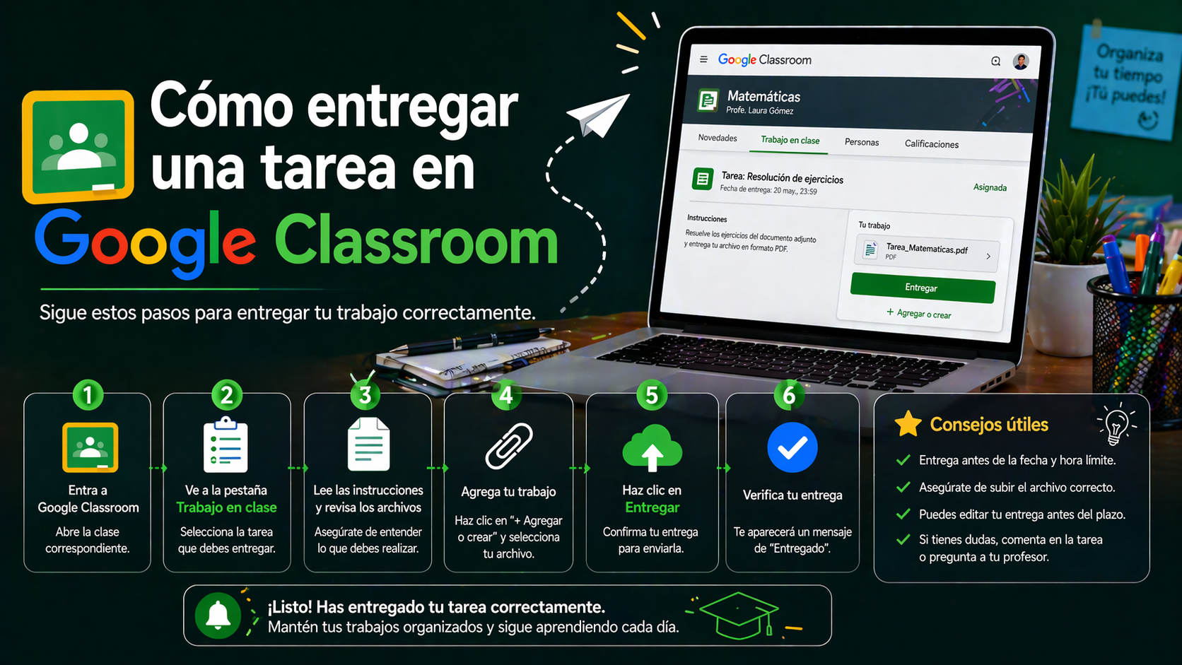 Cómo entregar una tarea en Google Classroom
