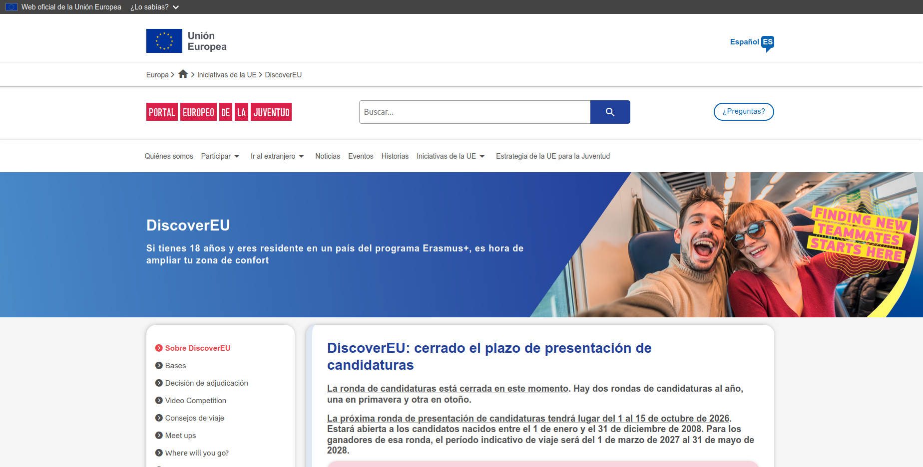 Qué es DiscoverEU