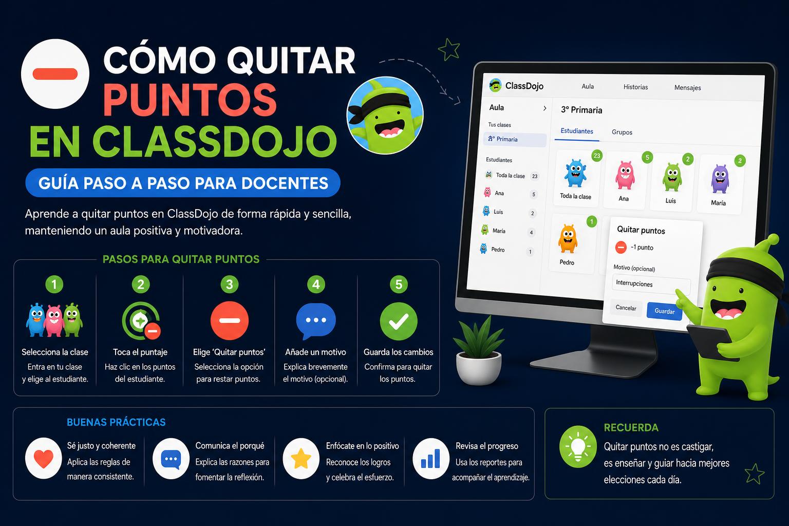 Cómo quitar puntos en classdojo