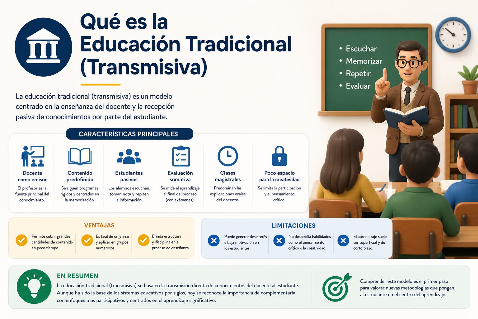 Qué es la Educación Tradicional (Transmisiva)